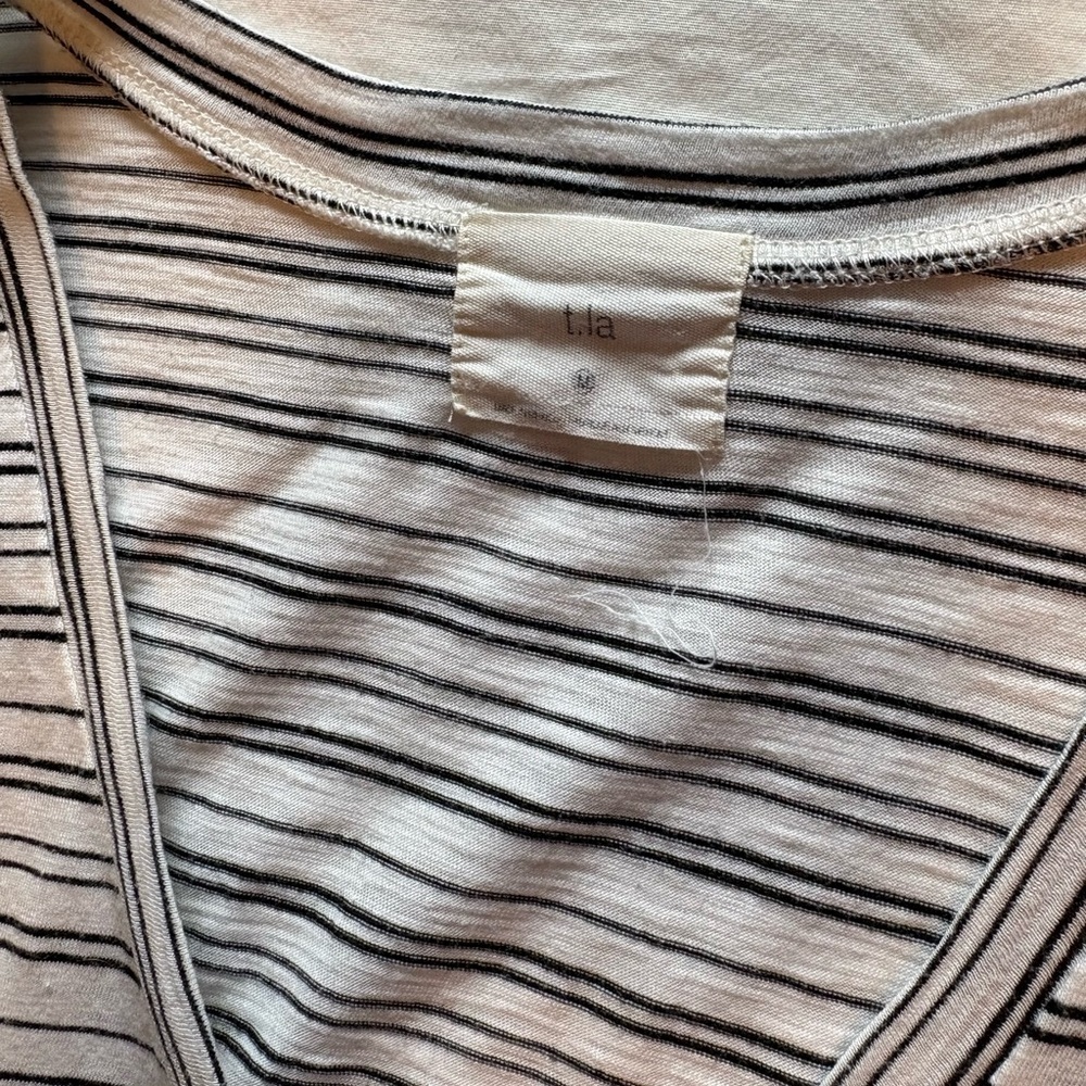 T.La Striped V-Neck Tank Top - White & Black - Picture 4 of 4
